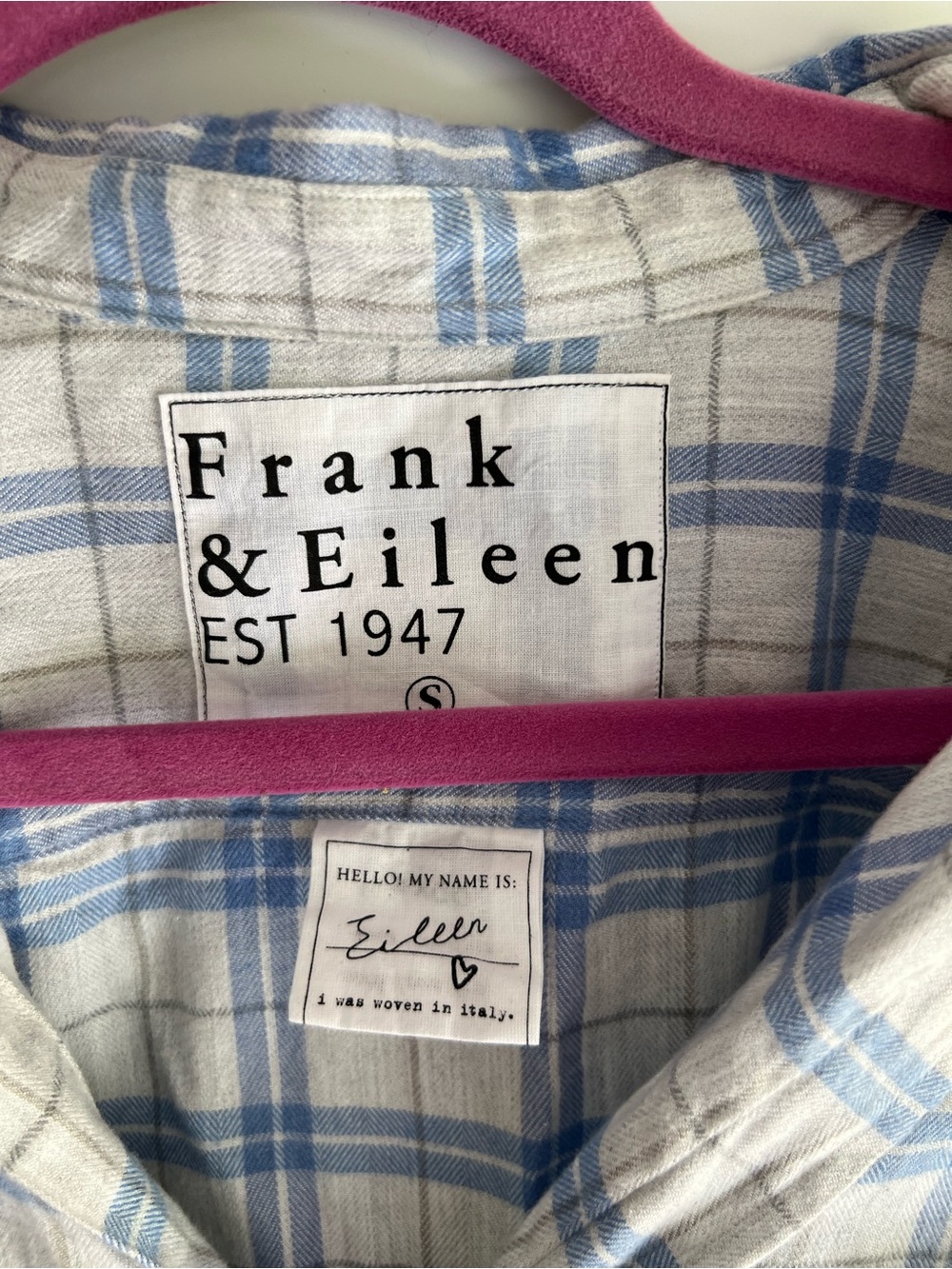 Frank & Eileen The Eileen Button Down Relaxed Shirt in Blue White Plaid - Picture 3 of 6